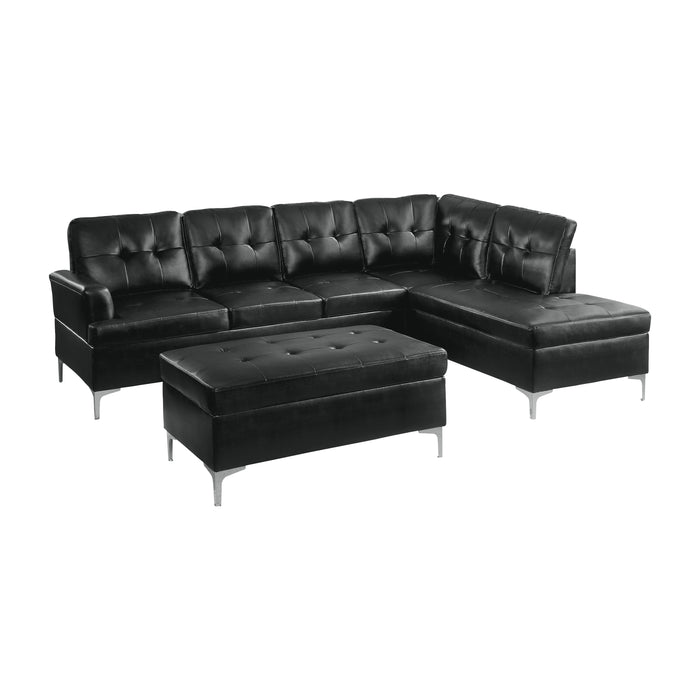 Barrington 3-Piece Sectional with Right Chaise and Ottoman in Black - 8378BLK*3 - FAMSA Furniture (TX)