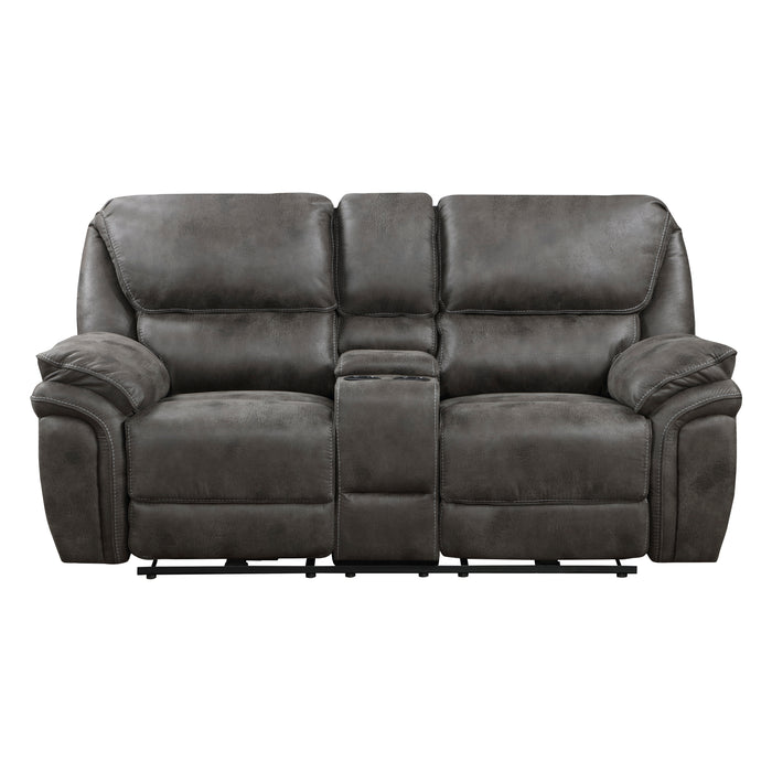 Proctor Power Double Reclining Loveseat with Center Console in Gray - 8517GRY-2PW - FAMSA Furniture (TX)