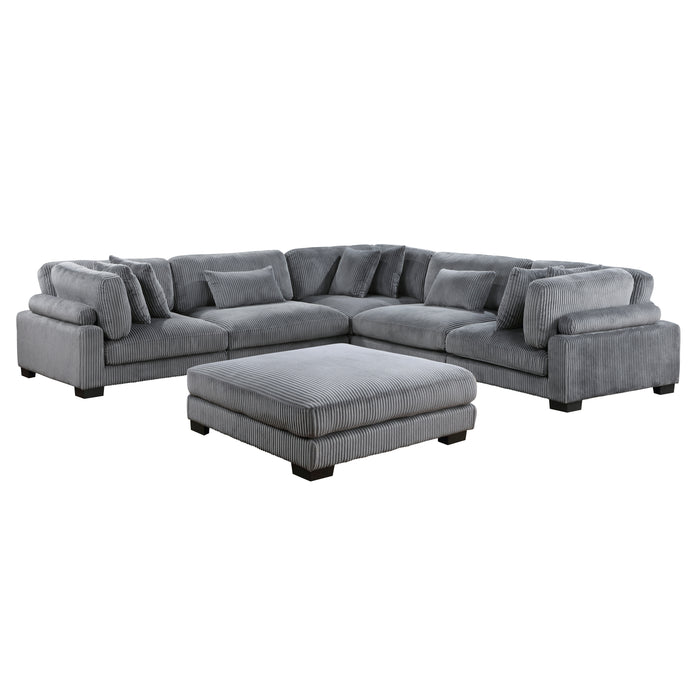 Traverse 6-Piece Modular Sectional with Ottoman in Gray - 8555GY*3CR2ACOT - FAMSA Furniture (TX)