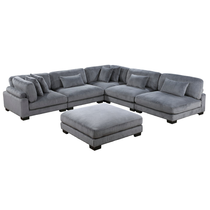 Traverse 6-Piece Modular Sectional with Ottoman in Gray - 8555GY*6OT - FAMSA Furniture (TX)