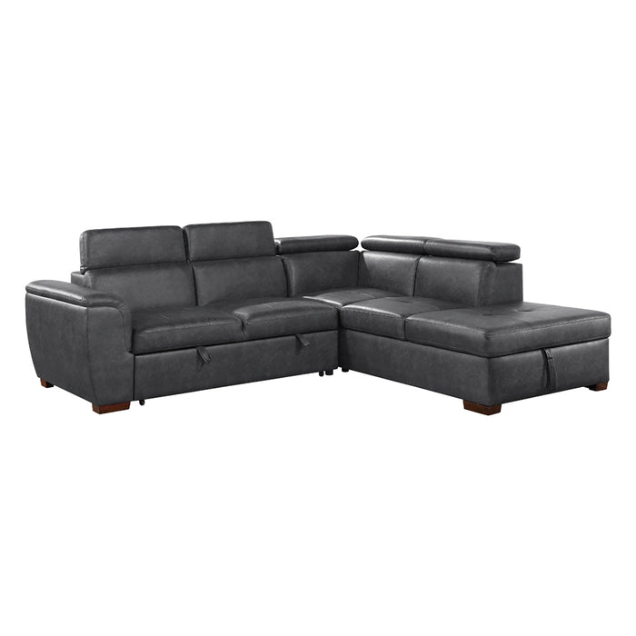 Barre 2-Piece Sectional with Pull-out Bed and Right Chaise with Hidden Storage, Adjustable Headrests in Gray - 8567GY*SC - FAMSA Furniture (TX)