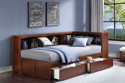 Rowe (4) Twin Bookcase Corner Bed with Storage Boxes in Cherry - B2013BCDC-1BCT* - FAMSA Furniture (TX)