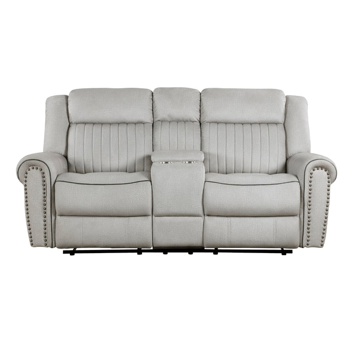 Brennen Double Reclining Loveseat with Center Console in Gray - 9204MT-2 - FAMSA Furniture (TX)