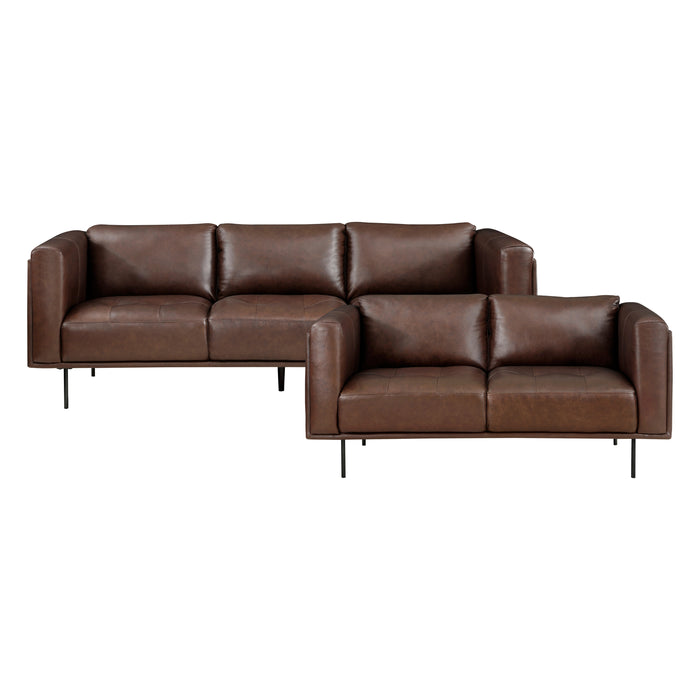 Soren 2pc Set: Sofa, Love in Brown - 9280BR*2 - FAMSA Furniture (TX)