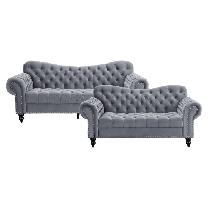 Rosalie 2pc Set: Sofa, Love in Gray - 9330DG*2 - FAMSA Furniture (TX)