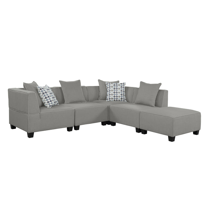 Jayne 5-Piece Modular Sectional with Ottoman in Gray - 9357GY*5OT - FAMSA Furniture (TX)