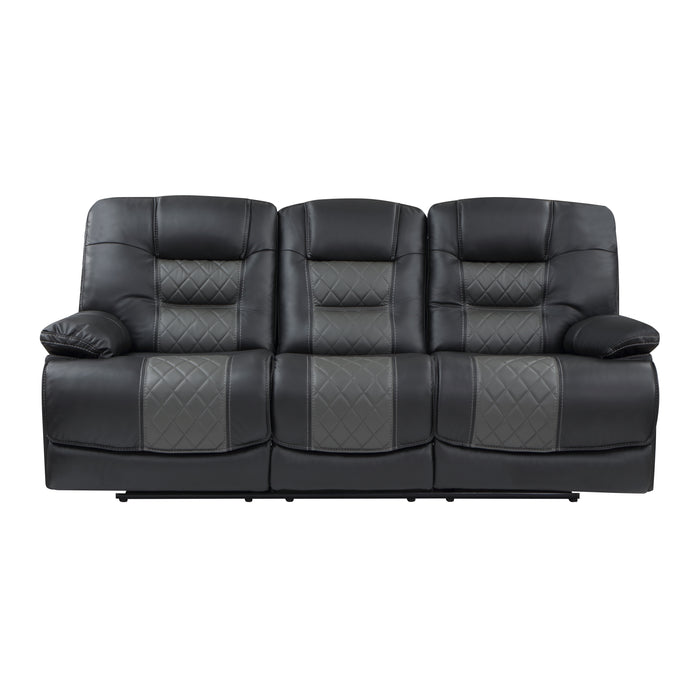 Fabian Double Reclining Sofa with Center Drop-Down Cup Holders, Receptacles and USB Ports in Gray - 9388GRY-3 - FAMSA Furniture (TX)