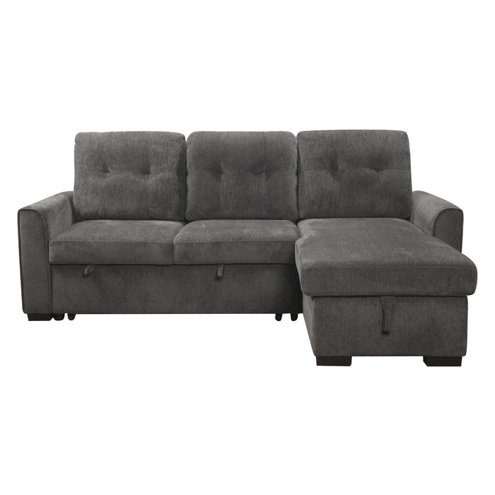 Carolina 2-Piece Reversible Sectional with Pull-out Bed and Hidden Storage in Gray - 9402DGY*SC - FAMSA Furniture (TX)