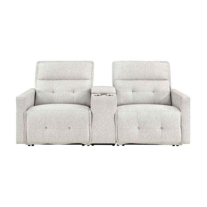 Salida (3)Power Double Reclining Loveseat with Center Console and Power Headrests in White - 9444HMP-2CNPWH* - FAMSA Furniture (TX)