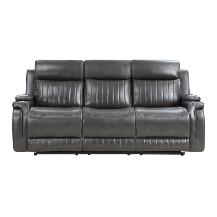 Broomfield Double Reclining Sofa with Drop-Down Cup Holder in Gray - 9456DG-3 - FAMSA Furniture (TX)