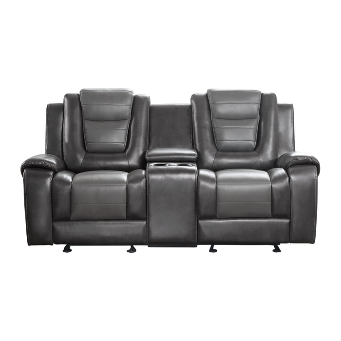Briscoe Double Glider Reclining Loveseat with Center Console in Gray - 9470GY-2 - FAMSA Furniture (TX)