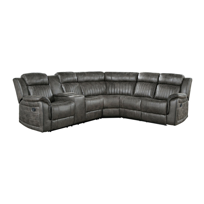 Centeroak 3-Piece Reclining Sectional with Left Console in Gray/Brown - 9479BRG*SC - FAMSA Furniture (TX)