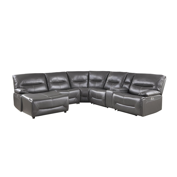 Dyersburg 6-Piece Power Reclining Sectional with Left Chaise in Gray - 9579GRY*6LCRRPW - FAMSA Furniture (TX)