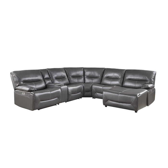 Dyersburg 6-Piece Power Reclining Sectional with Right Chaise in Gray - 9579GRY*6LRRCPW - FAMSA Furniture (TX)