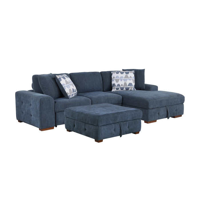 Raife 3-Piece Sectional with Right Chaise and Ottoman in Blue - 9624BU*32LRC - FAMSA Furniture (TX)