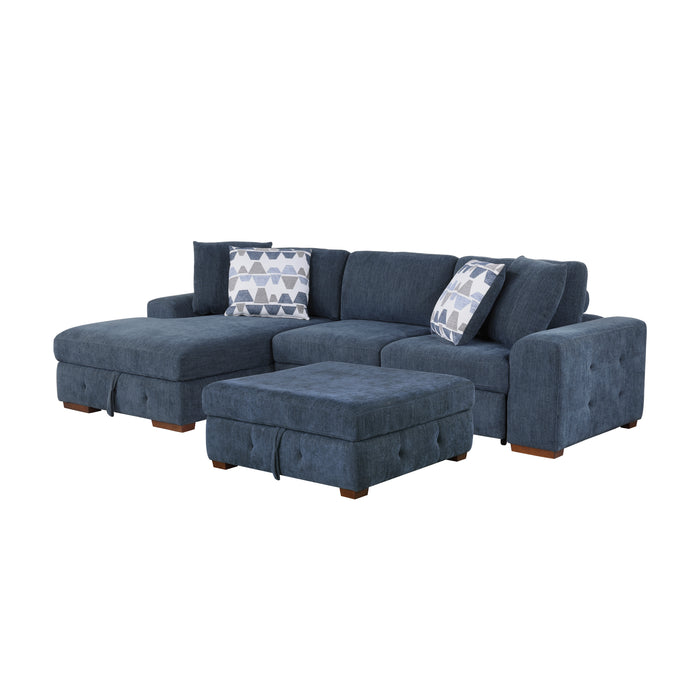 Raife 3-Piece Sectional with Left Chaise and Ottoman in Blue - 9624BU*3LC2R - FAMSA Furniture (TX)