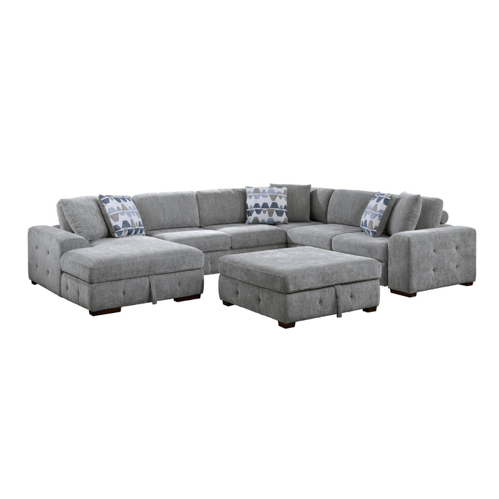 Raife (5)5-Piece Sectional with Left Chaise and Storage Ottoman in Gray - 9624GY*5LC2R - FAMSA Furniture (TX)