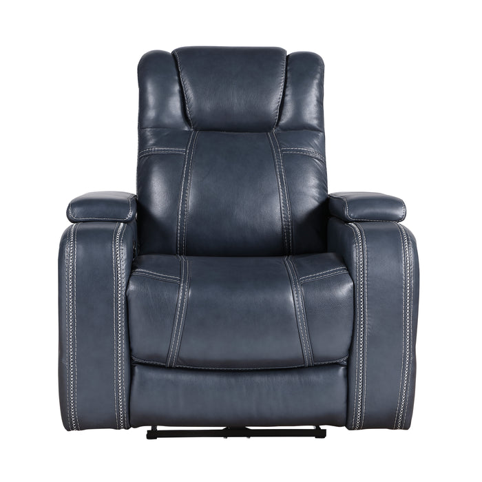 Keziah Power Reclining Chair with Power Headrest and Storage Arms in Blue - 9640BU-1PWH - FAMSA Furniture (TX)