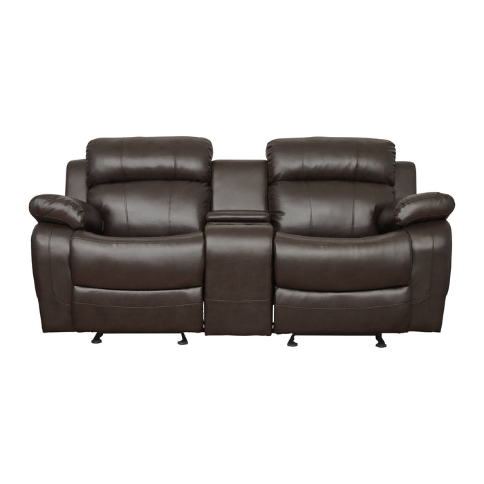 Marille Double Glider Reclining Loveseat with Center Console in Brown - 9724BRW-2 - FAMSA Furniture (TX)