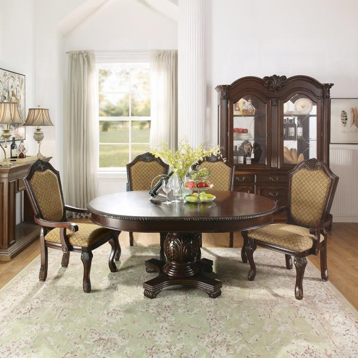 Chateau De Ville Fabric & Espresso Arm Chair - FAMSA Furniture (TX)