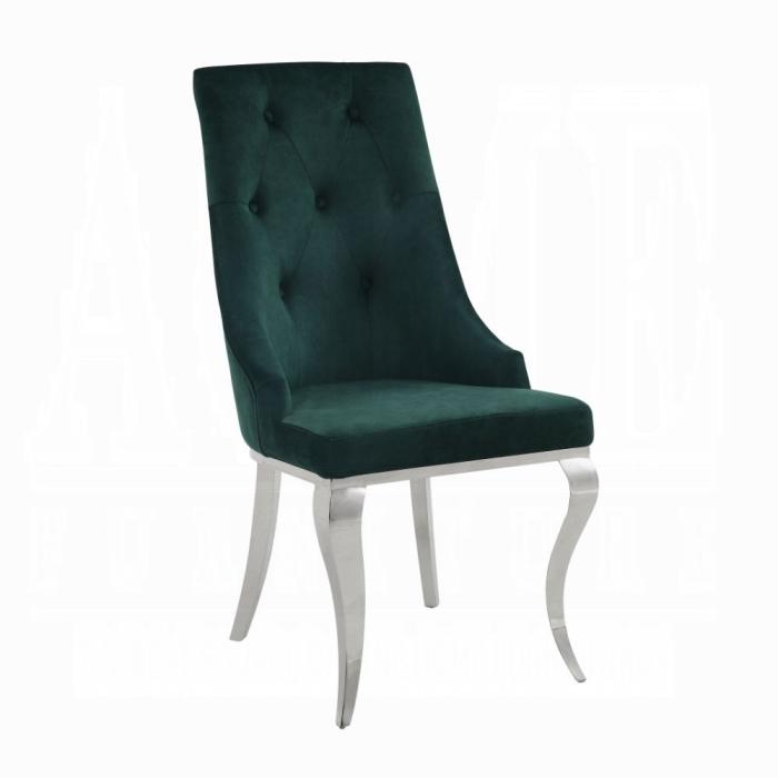 Dekel Green Fabric & Stainless Steel Side Chair - FAMSA Furniture (TX)