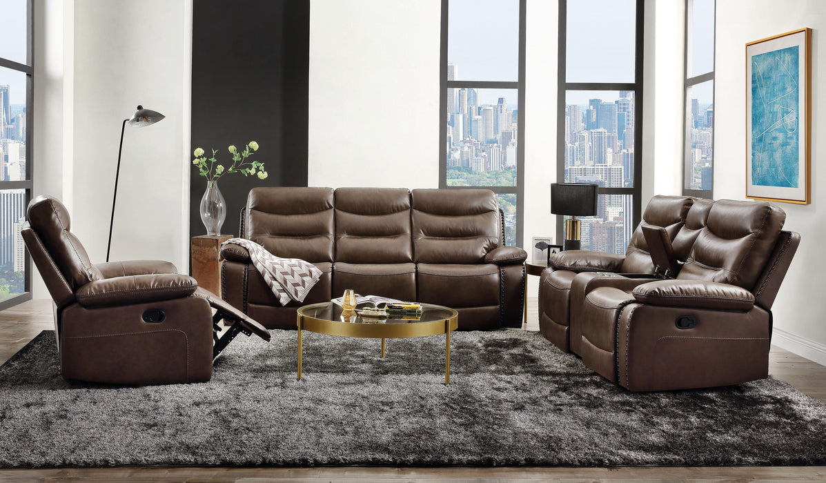 Aashi Brown Leather-Gel Match Sofa (Motion) - FAMSA Furniture (TX)