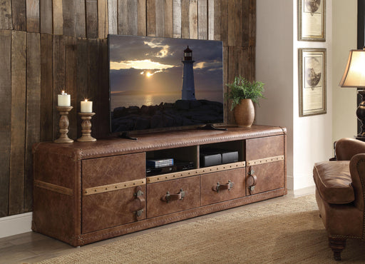 Aberdeen Retro Brown Top Grain Leather TV Stand - FAMSA Furniture (TX)
