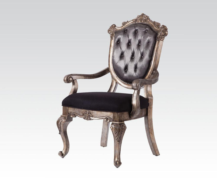 Acme Chantelle Button Tufted Back Seat Dining Arm Chair (Set of 2) in Antique Platinum 60543 - FAMSA Furniture (TX)