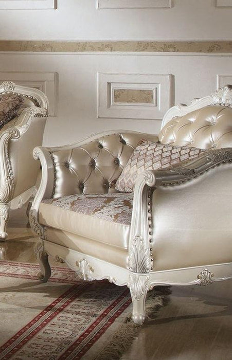Acme Chantelle Living Room Chair w/Pillow in Pearl White 53542 - FAMSA Furniture (TX)