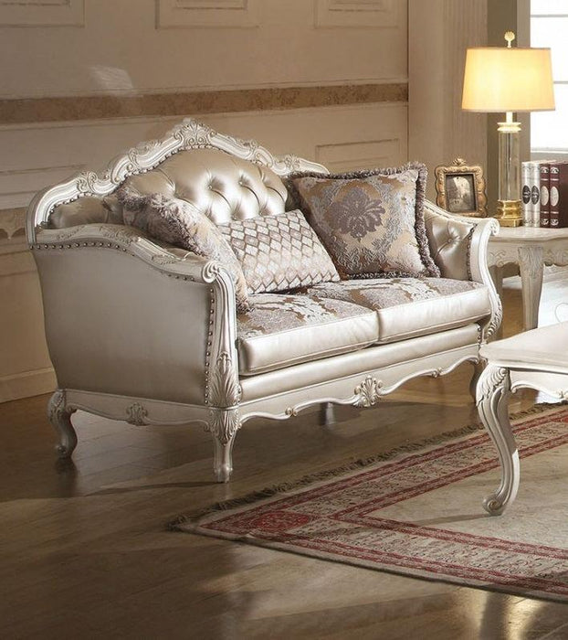 Acme Chantelle Loveseat w/3 Pillows in Pearl White 53541 - FAMSA Furniture (TX)