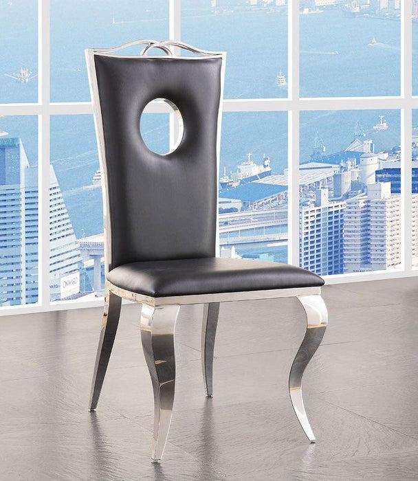 ACME Cyrene Faux Leather Side Chair (Set of 2) in Stainless Steel 62078 - FAMSA Furniture (TX)