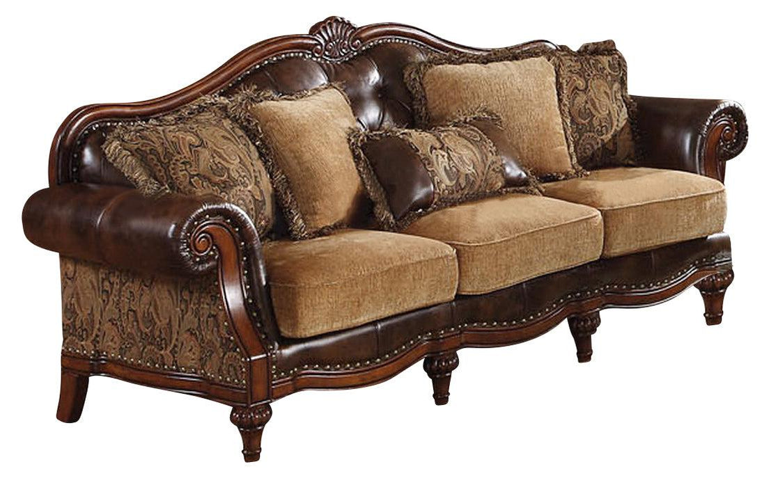 Acme Dreena Traditional Bonded Leather and Chenille Sofa 05495 - FAMSA Furniture (TX)