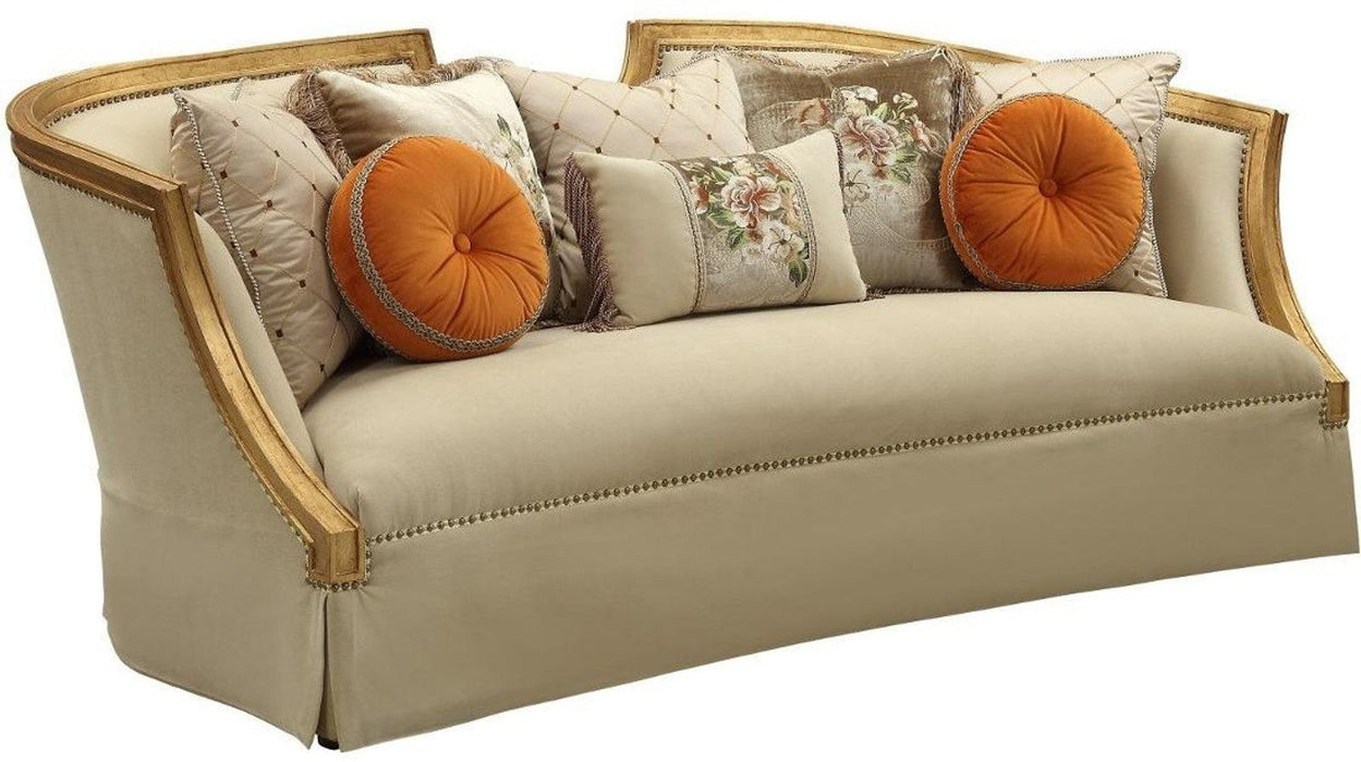 Acme Furniture Daesha Sofa in Tan Flannel & Antique Gold 50835 - FAMSA Furniture (TX)