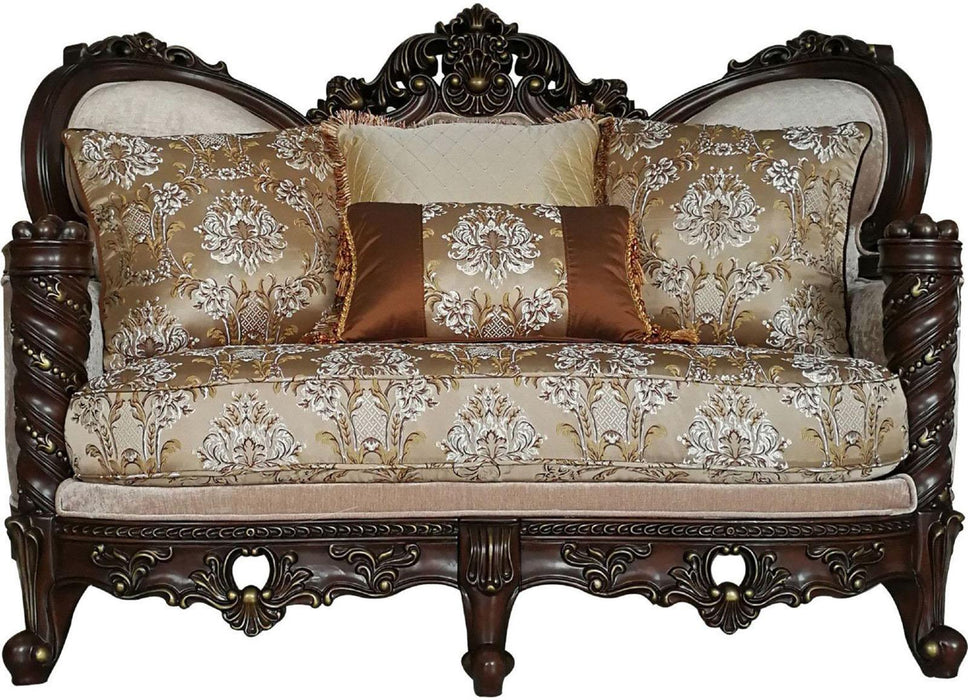 Acme Furniture Devayne Loveseat with 4 Pillows in Dark Walnut 50686 - FAMSA Furniture (TX)
