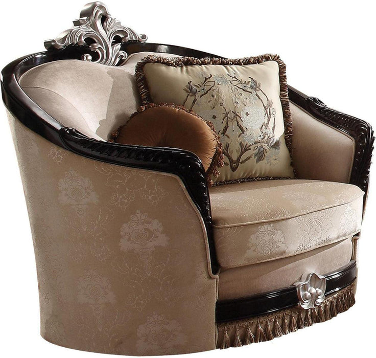 Acme Furniture Ernestine Chair with 2 Pillows in Tan and Black 52112 - FAMSA Furniture (TX)