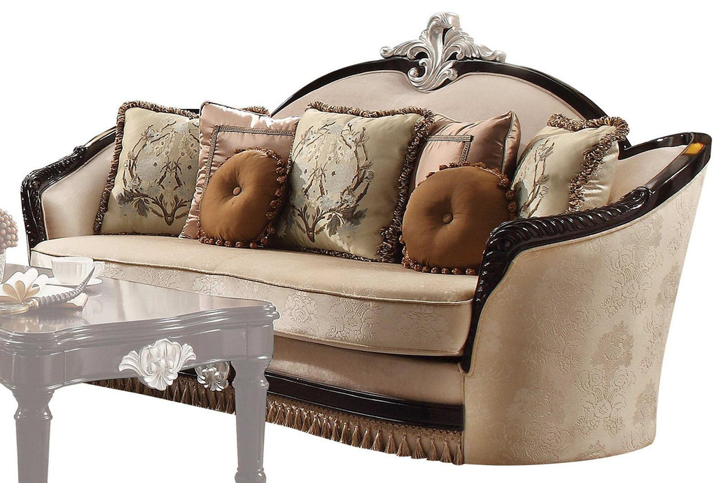 Acme Furniture Ernestine Sofa with 7 Pillows in Tan and Black 52110 - FAMSA Furniture (TX)