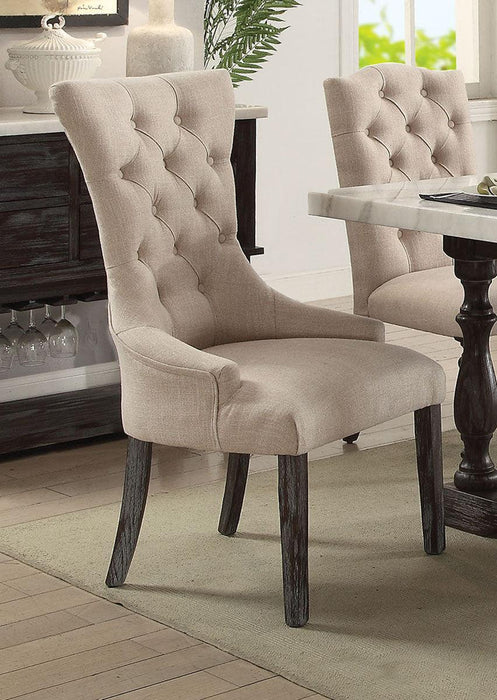 Acme Furniture Gerardo Upholstered Arm Chair in Beige and Espresso (Set of 2) 60823 - FAMSA Furniture (TX)