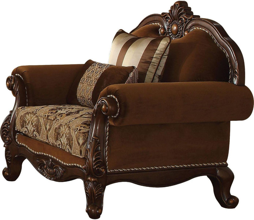 Acme Furniture Jardena Chair with 2 Pillows in Cherry Oak 50657 - FAMSA Furniture (TX)