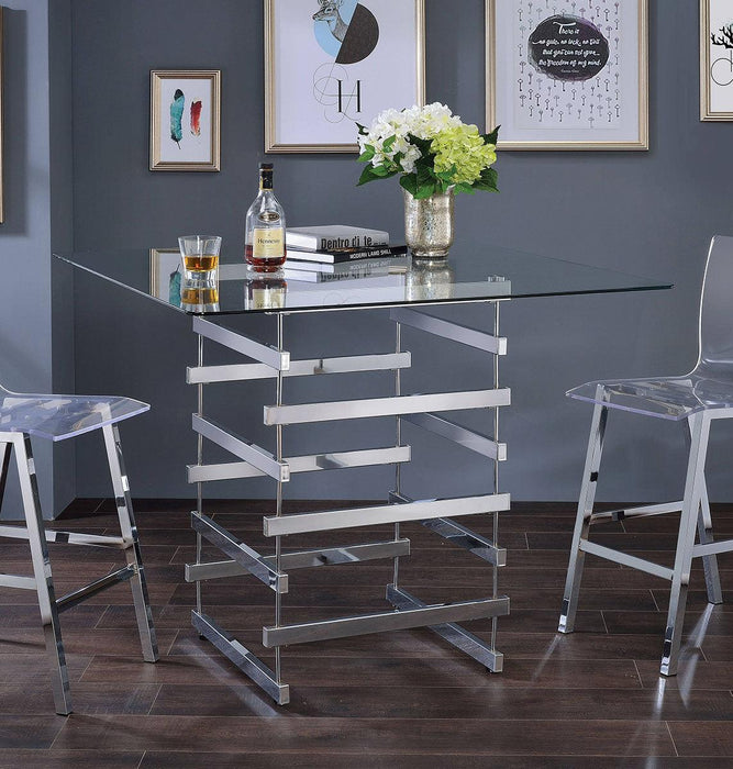 Acme Furniture Nadie Square Counter Height Table in Chrome 72590 - FAMSA Furniture (TX)