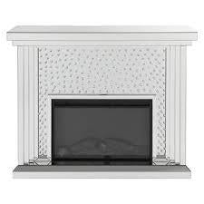 Acme Furniture Nysa Fireplace in Mirrored & Faux Crystals 90204 - FAMSA Furniture (TX)