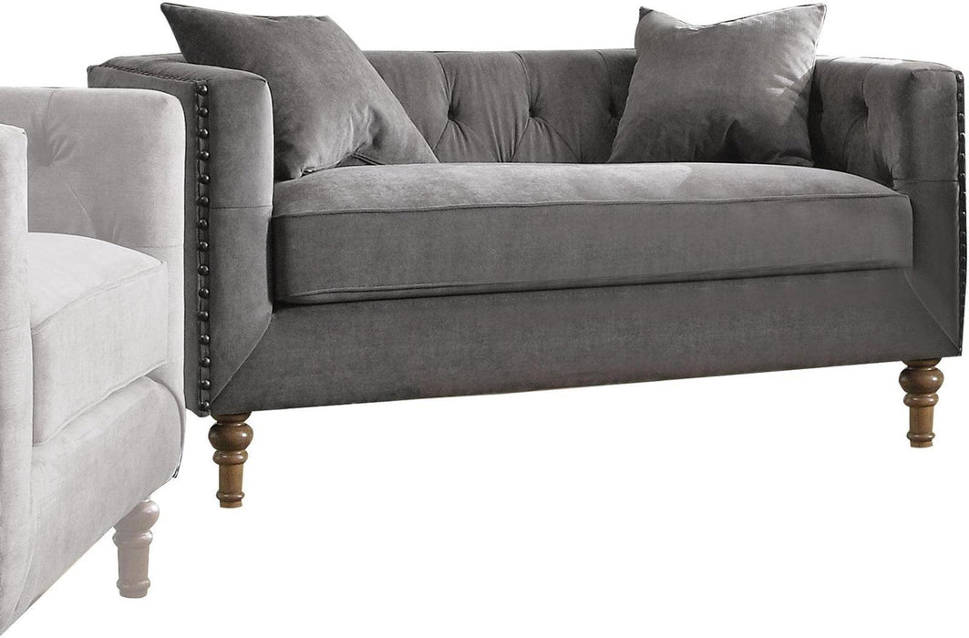 Acme Furniture Sidonia Loveseat in Gray Velvet 53581 - FAMSA Furniture (TX)