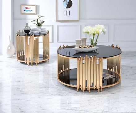 Acme Furniture Tanquin End Table in Gold/Black 84492 - FAMSA Furniture (TX)