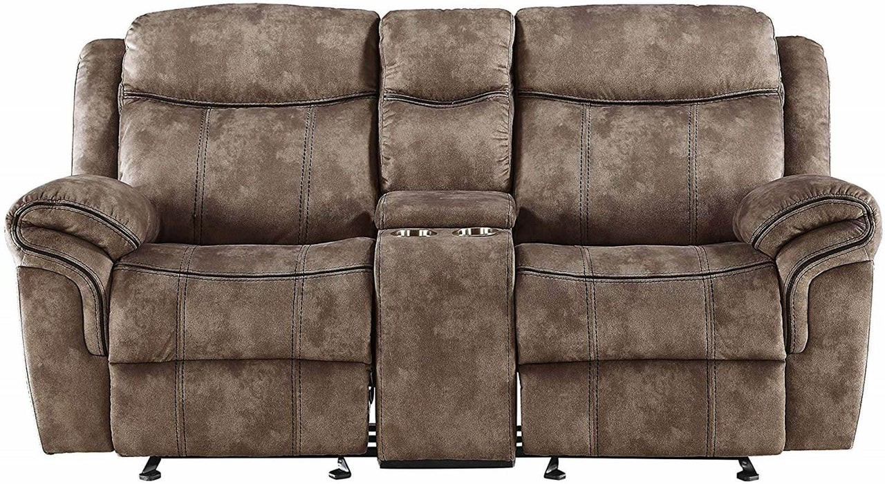 Acme Furniture Zubaida Motion Loveseat with Console in 2-Tone Chocolate Velvet 55021 - FAMSA Furniture (TX)