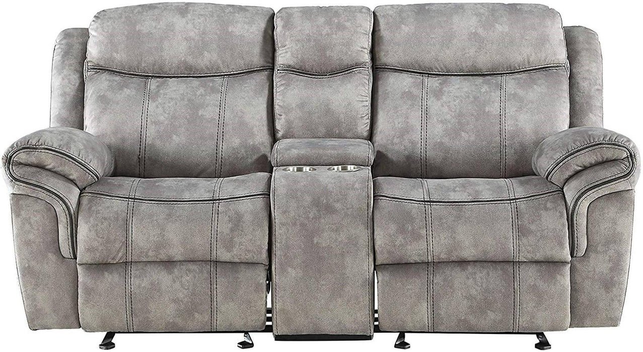 Acme Furniture Zubaida Motion Loveseat with Console in 2-Tone Gray Velvet 55026 - FAMSA Furniture (TX)