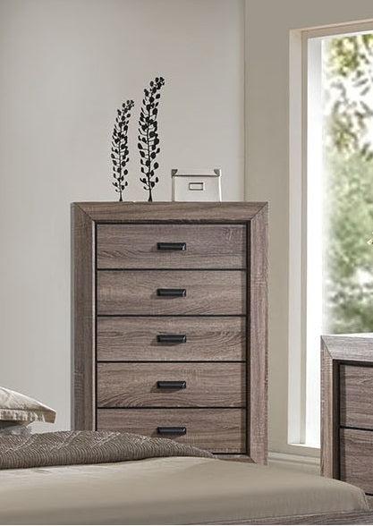 Acme Lyndon 5-Drawer Chest in Weathered Gray Grain 26026 - FAMSA Furniture (TX)