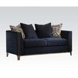 Acme Phaedra Loveseat with 4 Pillows in Blue Fabric 52831 - FAMSA Furniture (TX)