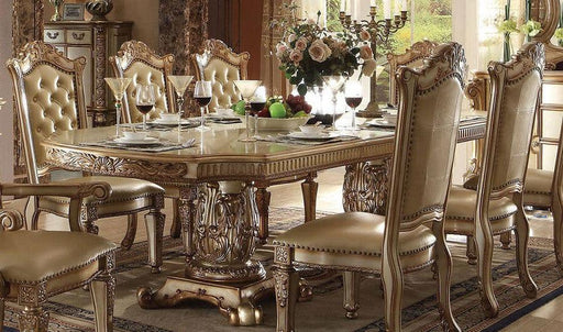 Acme Vendome Double Pedestal Dining Table in Gold Patina 63000 - FAMSA Furniture (TX)