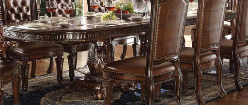Acme Vendome Double Pedestal Dining Table with Two Leaves in Cherry 62000 - FAMSA Furniture (TX)