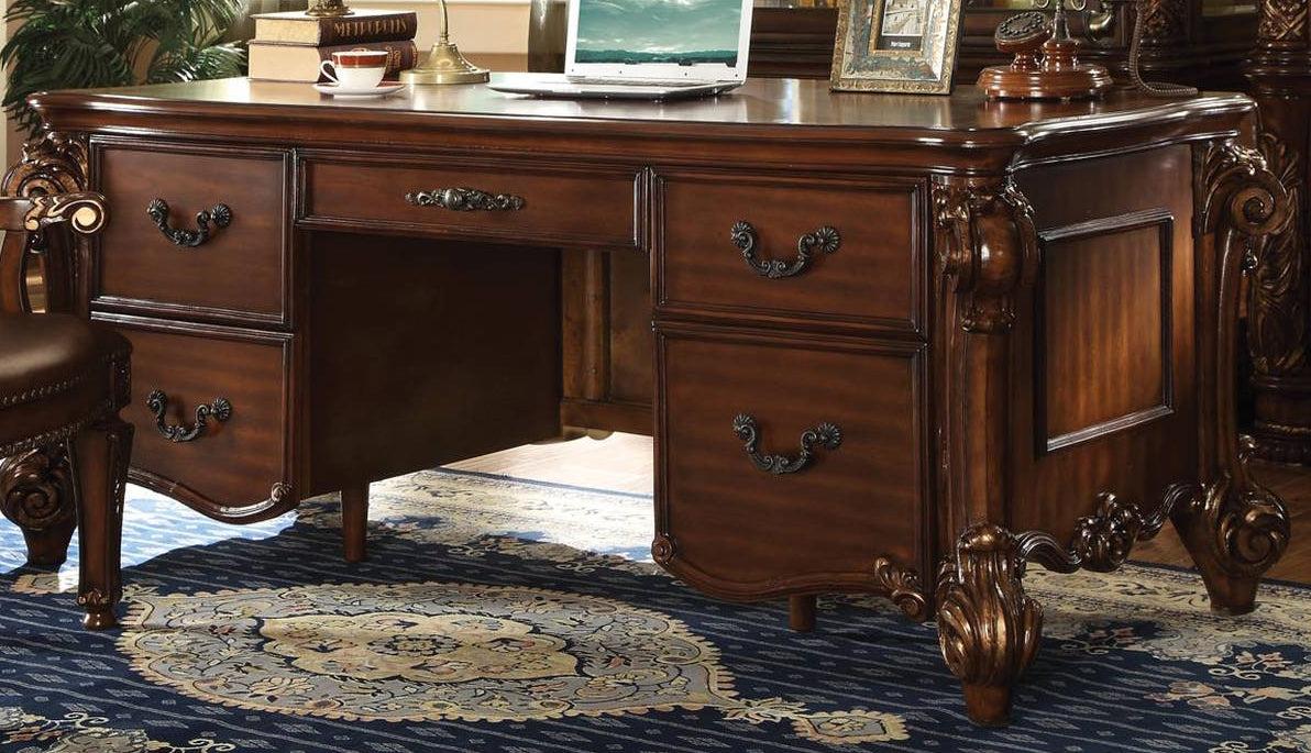 Acme Vendome Five Drawer Double Pedestal Desk in Cherry 92125 - FAMSA Furniture (TX)