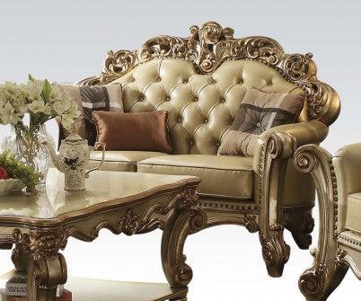 Acme Vendome Loveseat w/ 3 Pillows in Gold Patina 53001 - FAMSA Furniture (TX)